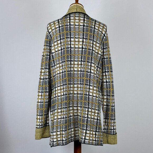 Vtg Ruby Rd Open Front Cardigan Sz L Shawl Collar Plaid Academia Grunge USA Made - Picture 3 of 6